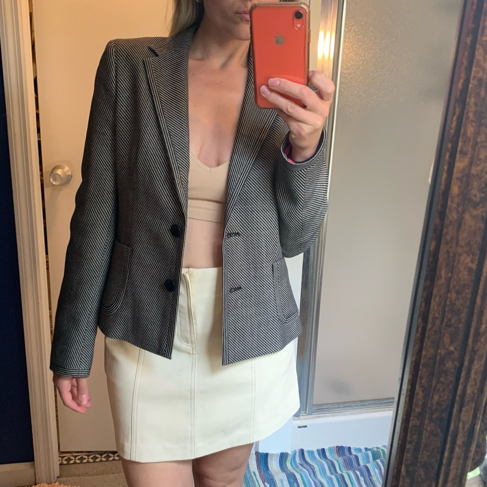 MaxMara Blazer dot striped black cream tailored 8